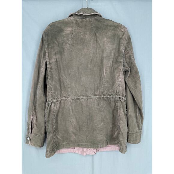 Free People Jacket Womens Small Green Military Olive Pink Button Grunge Boho - Picture 3 of 9